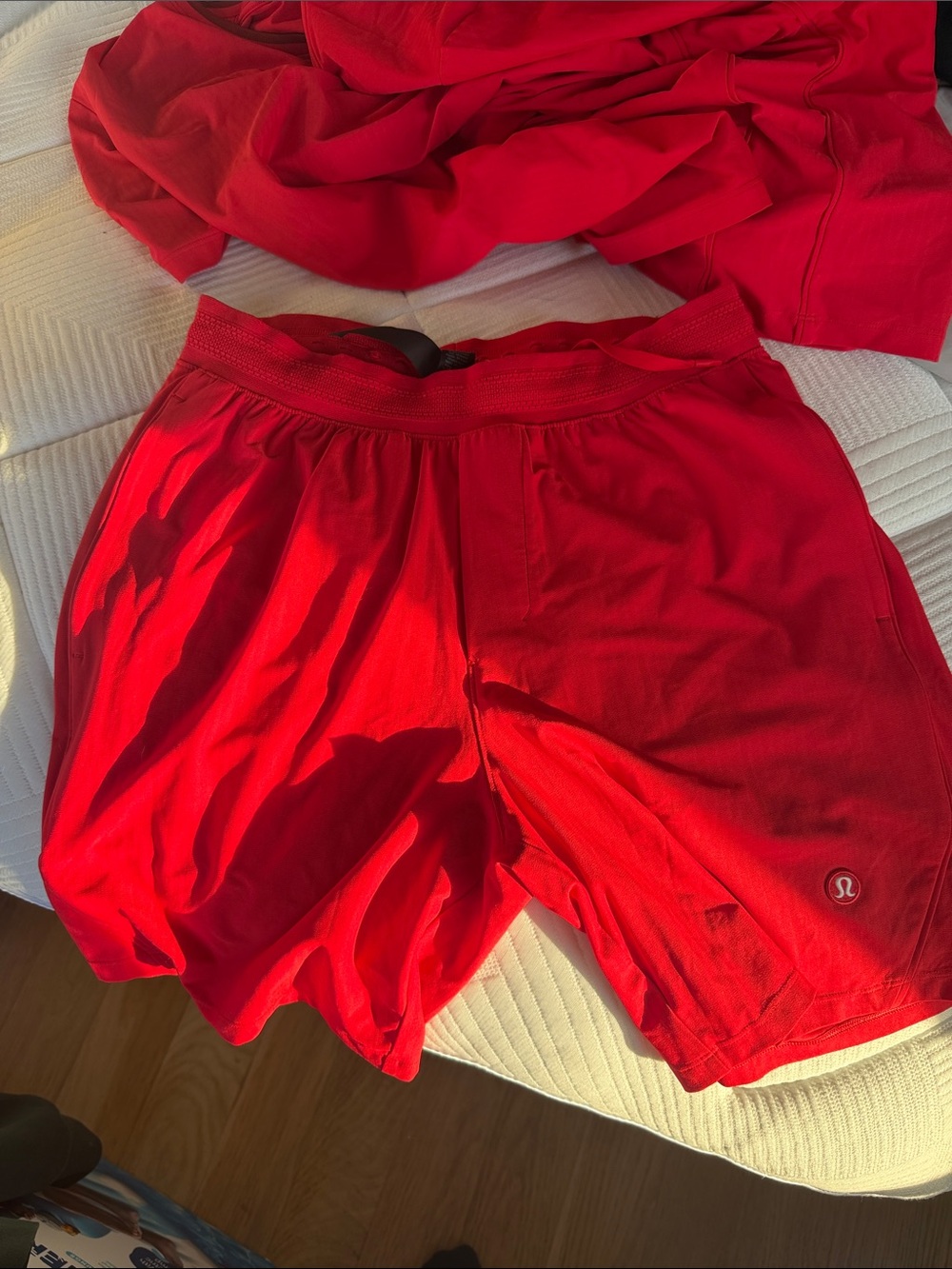 lululemon Men’s Bright Red Athletic Shorts AND shirt set